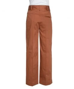 Diane Von Furstenberg Caramel Cotton High Waisted Wide Leg Trousers S For Women -Diane Von Furstenberg shop luxury women diane von furstenberg used clothes p321937 003