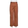 Diane Von Furstenberg Caramel Cotton High Waisted Wide Leg Trousers S For Women