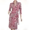 Diane Von Furstenberg Red Canyon Paisley Printed Mary Jo Wrap Dress L For Women