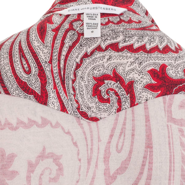 Diane Von Furstenberg Red Canyon Paisley Printed Mary Jo Wrap Dress L For Women 5 Diane Von Furstenberg Red Canyon Paisley Printed Mary Jo Wrap Dress L For Women - Image 5