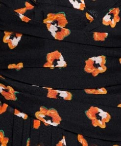 Diane Von Furstenberg Black & Orange Floral Print Wrap Dress S For Women -Diane Von Furstenberg shop luxury women diane von furstenberg used clothes p324914 001