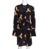 Diane Von Furstenberg Black Bird Print Silk Shirt Dress M For Women