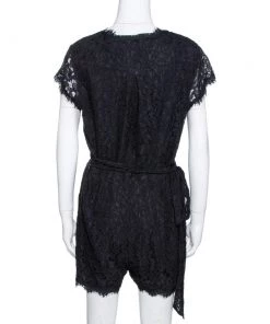 Diane Von Furstenberg Black Purdette Lace Romper L For Women -Diane Von Furstenberg shop luxury women diane von furstenberg used clothes p326649 002