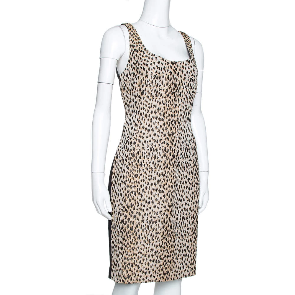 Diane Von Furstenberg Cream Animal Pattern Jacquard Arianna Fitted Dress L For Women 2 Diane Von Furstenberg Cream Animal Pattern Jacquard Arianna Fitted Dress L For Women - Image 2
