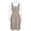 Diane Von Furstenberg Cream Animal Pattern Jacquard Arianna Fitted Dress L For Women