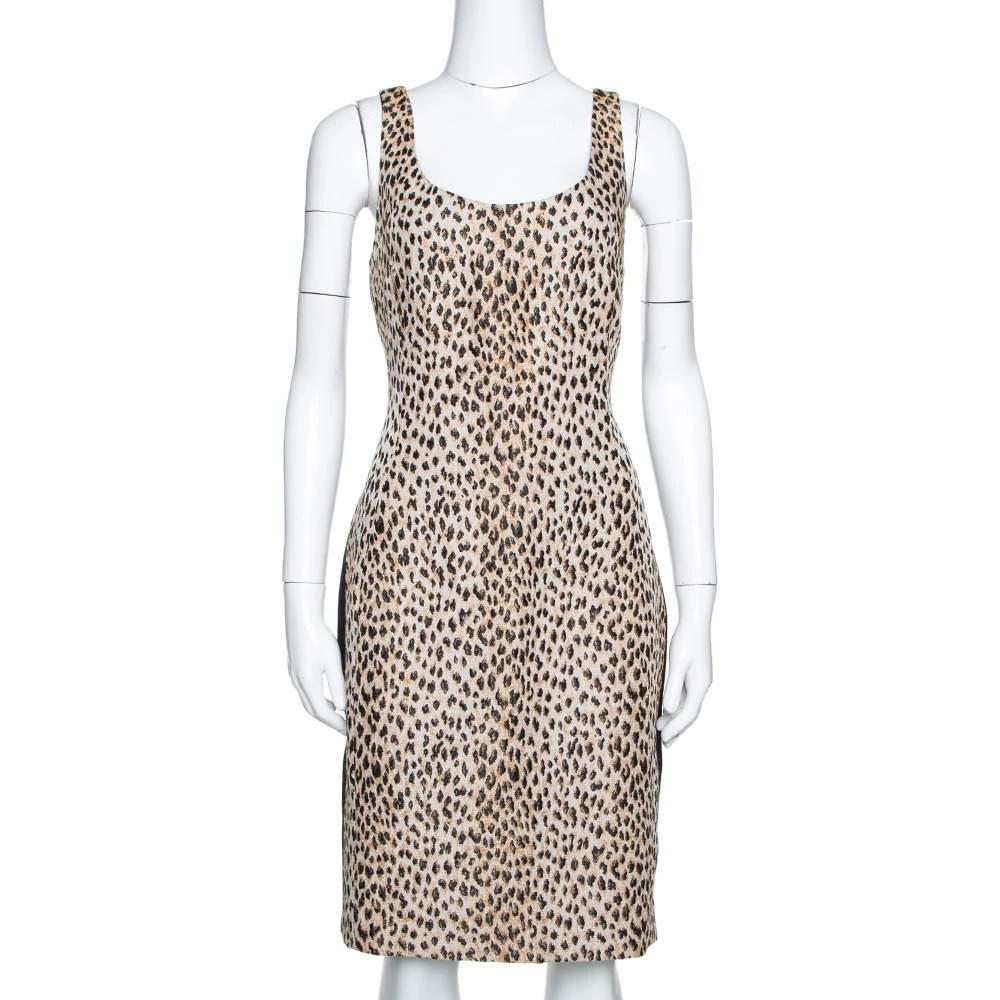 Diane Von Furstenberg Cream Animal Pattern Jacquard Arianna Fitted Dress L For Women 1 Diane Von Furstenberg Cream Animal Pattern Jacquard Arianna Fitted Dress L For Women