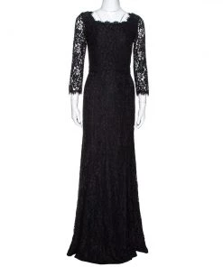 Diane Von Furstenberg Black Lace Zarita Gown S For Women