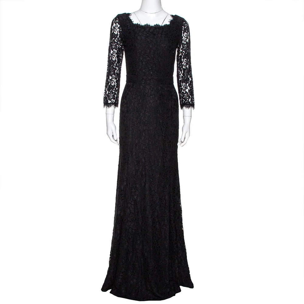 Diane Von Furstenberg Black Lace Zarita Gown S For Women 1 Diane Von Furstenberg Black Lace Zarita Gown S For Women