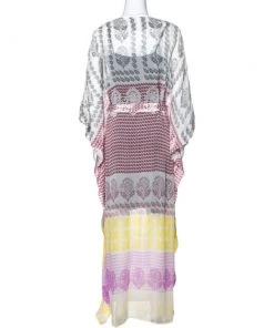 Diane Von Furstenberg White Printed Silk Sheer Annushka Kaftan M For Women -Diane Von Furstenberg shop luxury women diane von furstenberg used clothes p334361 005