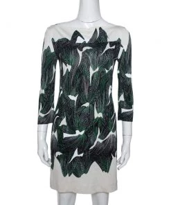 Diane Von Furstenberg Cream Abstract Print Silk Ruri Shift Dress S For Women