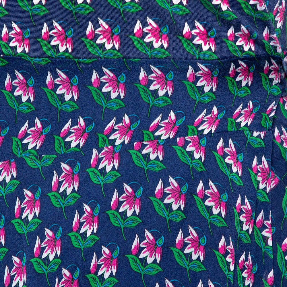 Diane Von Furstenberg Navy Blue Floral Print Silk Irina Wrap Dress S For Women 4 Diane Von Furstenberg Navy Blue Floral Print Silk Irina Wrap Dress S For Women - Image 4