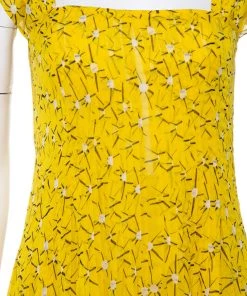 Diane Von Furstenberg Yellow Floral Print Silk Lillie Maxi Dress M For Women -Diane Von Furstenberg shop luxury women diane von furstenberg used clothes p336155 007
