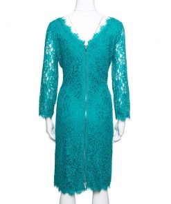 Diane Von Furstenberg Zephyr Green Lace Zarita Dress L For Women -Diane Von Furstenberg shop luxury women diane von furstenberg used clothes p336197 004