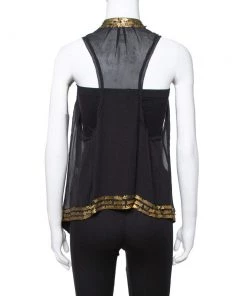 Diane Von Furstenberg Black Silk Gold Sequin Embellished Ellowyn Vest M For Women 7 Diane Von Furstenberg Black Silk Gold Sequin Embellished Ellowyn Vest M For Women -Diane Von Furstenberg shop luxury women diane von furstenberg used clothes p338752 001