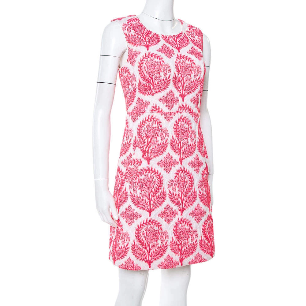 Diane Von Furstenberg Pink & White Floral Stamp Carpreena Mini Dress M For Women 2 Diane Von Furstenberg Pink & White Floral Stamp Carpreena Mini Dress M For Women - Image 2