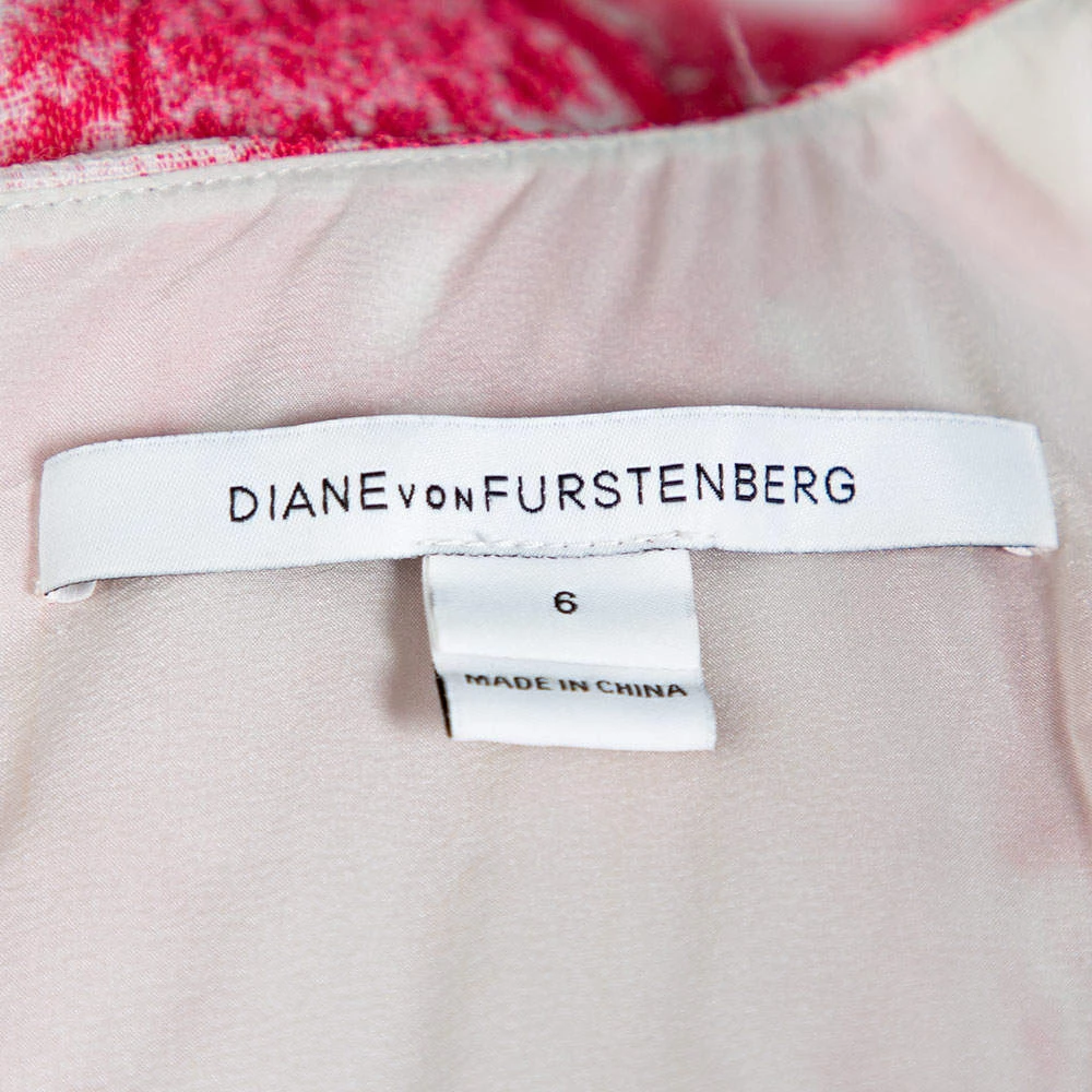 Diane Von Furstenberg Pink & White Floral Stamp Carpreena Mini Dress M For Women 5 Diane Von Furstenberg Pink & White Floral Stamp Carpreena Mini Dress M For Women - Image 5