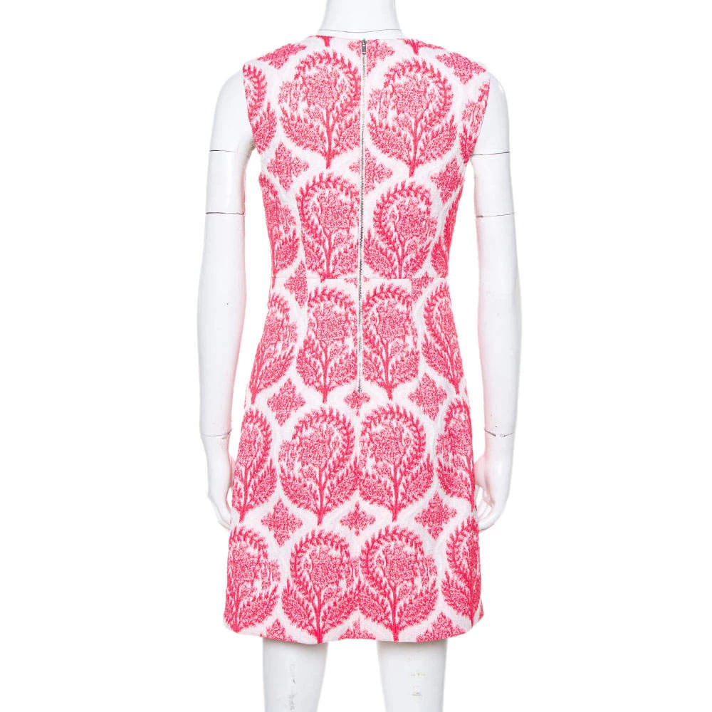 Diane Von Furstenberg Pink & White Floral Stamp Carpreena Mini Dress M For Women 3 Diane Von Furstenberg Pink & White Floral Stamp Carpreena Mini Dress M For Women - Image 3
