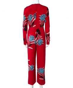 Diane Von Furstenberg Red Floral Print Crepe Farren Jumpsuit S For Women 8 Diane Von Furstenberg Red Floral Print Crepe Farren Jumpsuit S For Women -Diane Von Furstenberg shop luxury women diane von furstenberg used clothes p350942 004