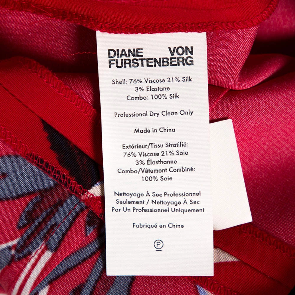 Diane Von Furstenberg Red Floral Print Crepe Farren Jumpsuit S For Women 6 Diane Von Furstenberg Red Floral Print Crepe Farren Jumpsuit S For Women - Image 6