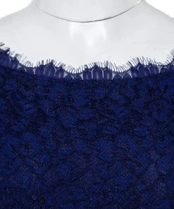 Diane Von Furstenberg Navy Blue Lace Zarita Long Sleeve Dress M For Women -Diane Von Furstenberg shop luxury women diane von furstenberg used clothes p351547 004
