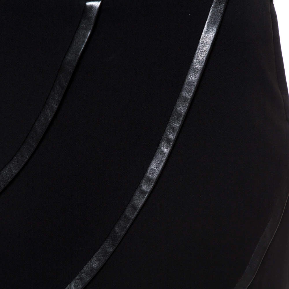 Diane Von Furstenberg Black Silk And Leather Trim Karina Mini Skirt S For Women 4 Diane Von Furstenberg Black Silk And Leather Trim Karina Mini Skirt S For Women - Image 4