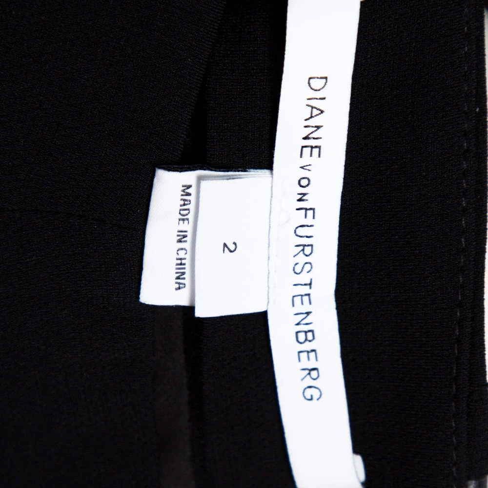 Diane Von Furstenberg Black Silk And Leather Trim Karina Mini Skirt S For Women 5 Diane Von Furstenberg Black Silk And Leather Trim Karina Mini Skirt S For Women - Image 5