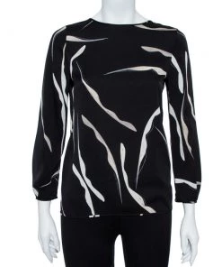 Diane Von Furstenberg Black Stretch Silk Open Back Evvy Blouse P For Women