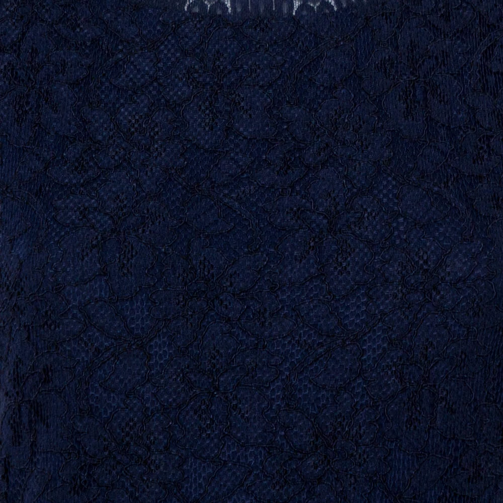 Diane Von Furstenberg Navy Blue Lace Detail Dress L For Women 4 Diane Von Furstenberg Navy Blue Lace Detail Dress L For Women - Image 4