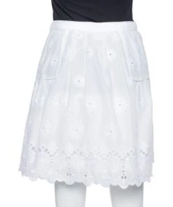Diane Von Furstenberg White Eyelet Cotton Sadey Skirt XS For Women -Diane Von Furstenberg shop luxury women diane von furstenberg used clothes p372767 001