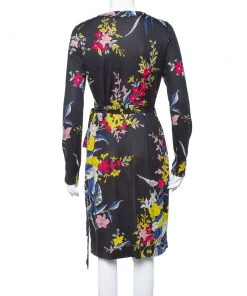 Diane Von Furstenberg Black Floral Printed Silk Camden Wrap Dress M For Women -Diane Von Furstenberg shop luxury women diane von furstenberg used clothes p373342 006