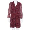 Diane Von Furstenberg Red & Navy Blue Silk Pintuck Detail Kourtini Shift Dress M For Women