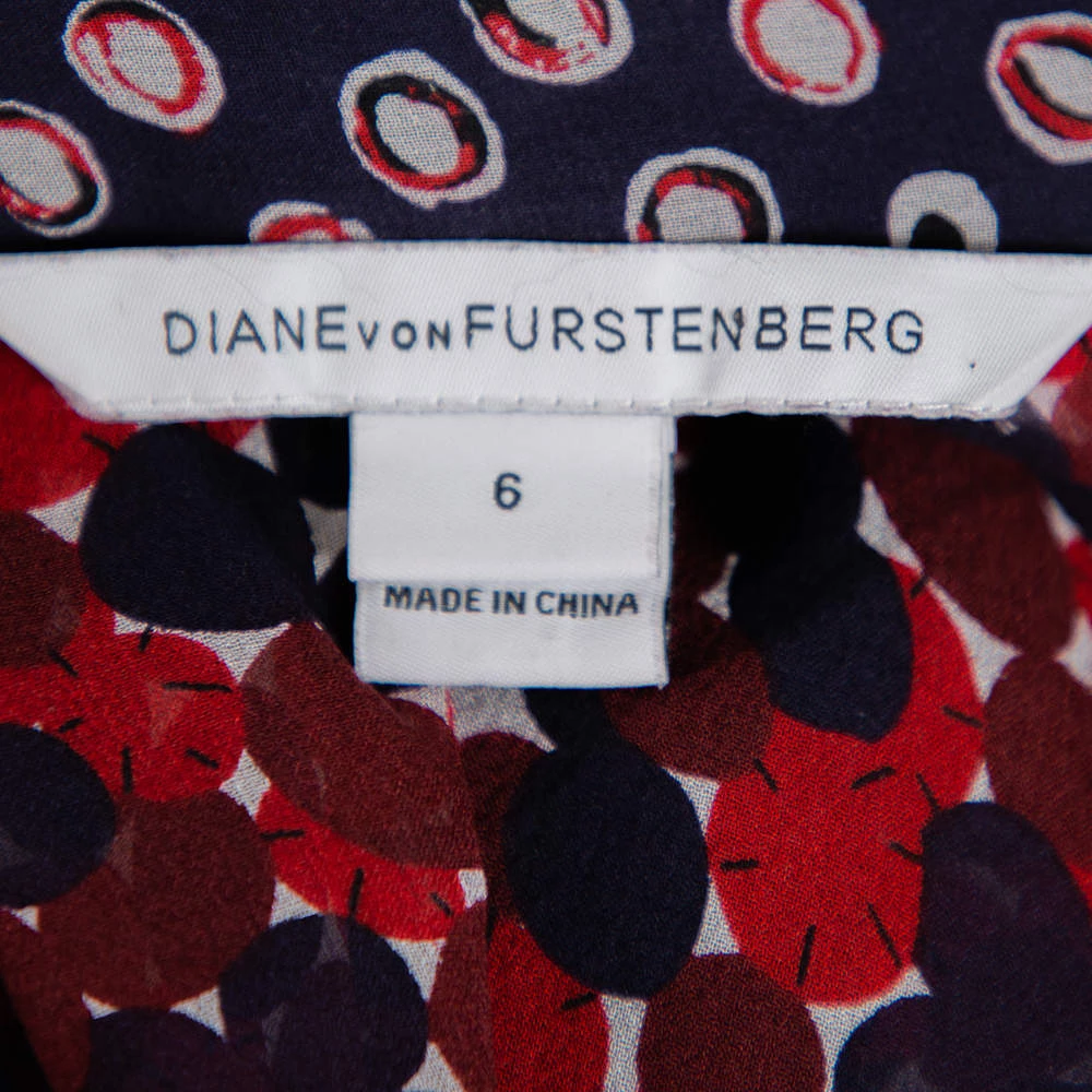 Diane Von Furstenberg Red & Navy Blue Silk Pintuck Detail Kourtini Shift Dress M For Women 5 Diane Von Furstenberg Red & Navy Blue Silk Pintuck Detail Kourtini Shift Dress M For Women - Image 5