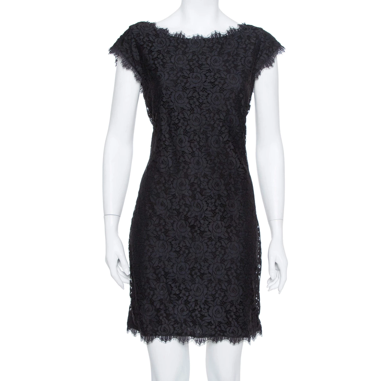 Diane Von Furstenberg Black Lace Barbara Shift Dress L For Women 1 Diane Von Furstenberg Black Lace Barbara Shift Dress L For Women