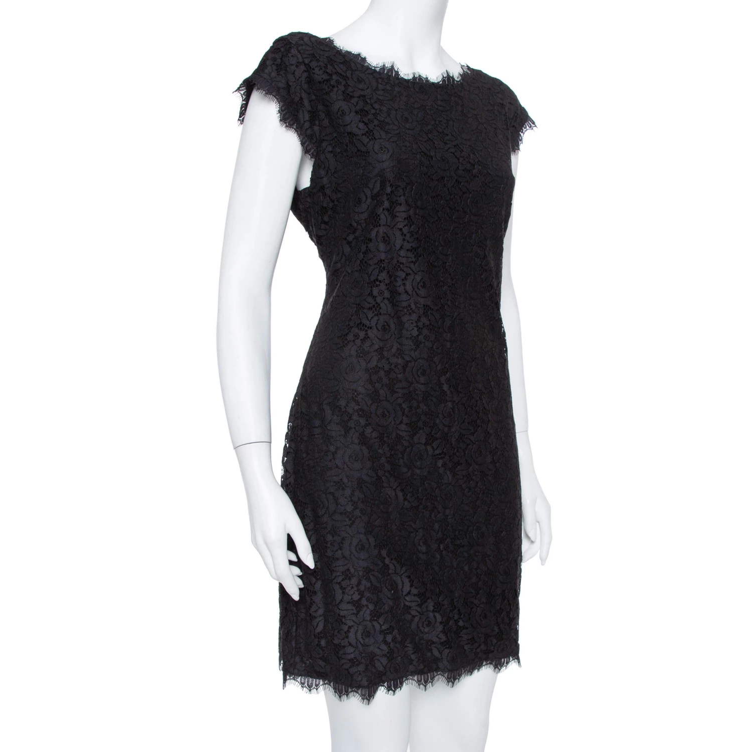 Diane Von Furstenberg Black Lace Barbara Shift Dress L For Women 2 Diane Von Furstenberg Black Lace Barbara Shift Dress L For Women - Image 2