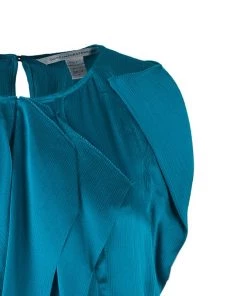 Diane Von Furstenberg Turquoise Silk Ayala Top S For Women -Diane Von Furstenberg shop luxury women diane von furstenberg used clothes p39012 004