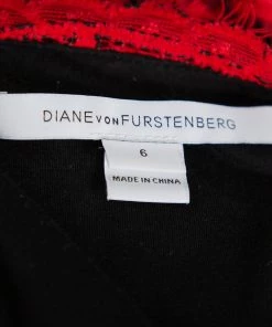 Diane Von Furstenberg Red Lace Scallop Detail Wrap Dress M For Women -Diane Von Furstenberg shop luxury women diane von furstenberg used clothes p390828 005