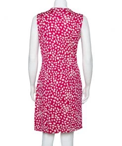 Diane Von Furstenberg Pink Printed Knit Draped Neo Dress L For Women -Diane Von Furstenberg shop luxury women diane von furstenberg used clothes p393153 002