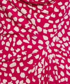 Diane Von Furstenberg Pink Printed Knit Draped Neo Dress L For Women -Diane Von Furstenberg shop luxury women diane von furstenberg used clothes p393153 007