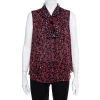 Diane Von Furstenberg Red & Navy Blue Printed Silk Neck Tie Detail Fernanda Tank Top L For Women
