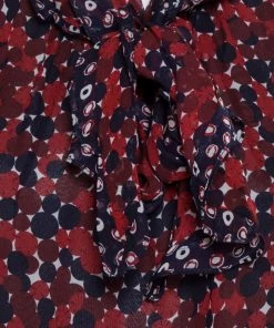 Diane Von Furstenberg Red & Navy Blue Printed Silk Neck Tie Detail Fernanda Tank Top L For Women -Diane Von Furstenberg shop luxury women diane von furstenberg used clothes p394108 006