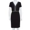 Diane Von Furstenberg Black Knit Contrast Trim Detail Belted Maisie Dress M For Women