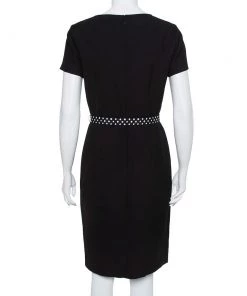 Diane Von Furstenberg Black Knit Contrast Trim Detail Belted Maisie Dress M For Women -Diane Von Furstenberg shop luxury women diane von furstenberg used clothes p396713 006