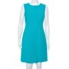 Diane Von Furstenberg Turquoise Blue Knit Sleeveless Sheath Carrie Dress M For Women