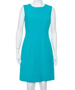 Diane Von Furstenberg Turquoise Blue Knit Sleeveless Sheath Carrie Dress M For Women