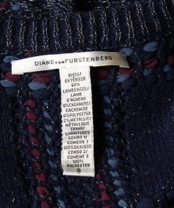 Diane Von Furstenberg Navy Blue Lurex Knit Button Font Hurleigh Cardigan S For Women 9 Diane Von Furstenberg Navy Blue Lurex Knit Button Font Hurleigh Cardigan S For Women -Diane Von Furstenberg shop luxury women diane von furstenberg used clothes p402703 002
