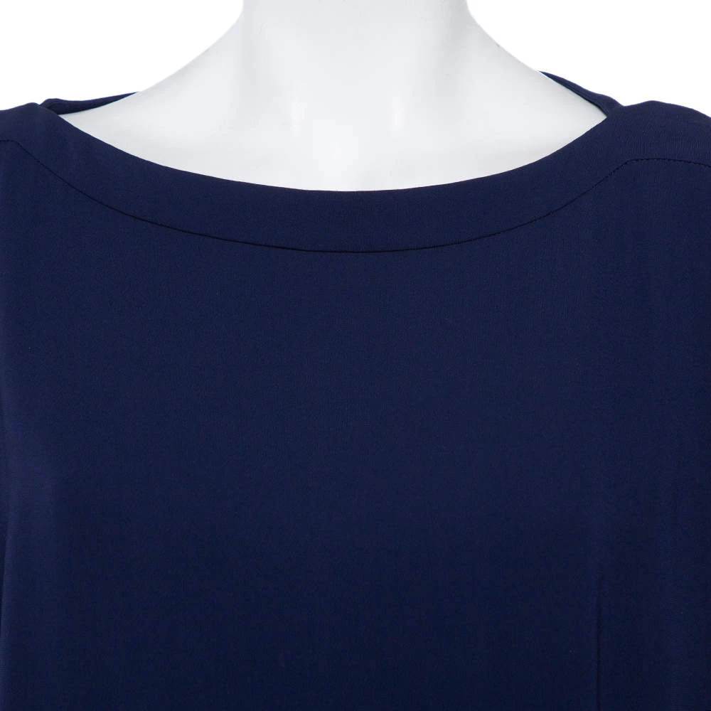 Diane Von Furstenberg Navy Blue Crepe Boat Neck Belted Sandra Jumpsuit M For Women 4 Diane Von Furstenberg Navy Blue Crepe Boat Neck Belted Sandra Jumpsuit M For Women - Image 4