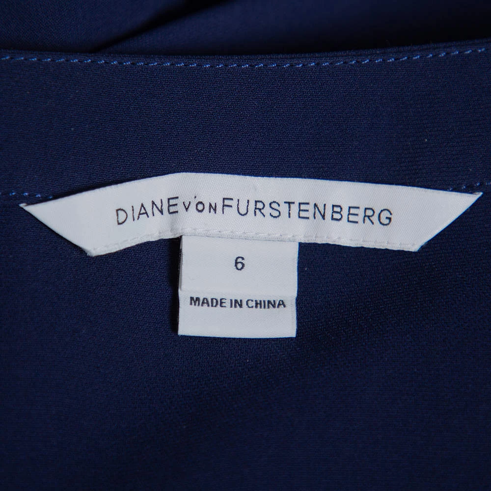 Diane Von Furstenberg Navy Blue Crepe Boat Neck Belted Sandra Jumpsuit M For Women 5 Diane Von Furstenberg Navy Blue Crepe Boat Neck Belted Sandra Jumpsuit M For Women - Image 5