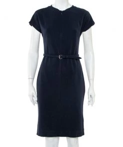 Diane Von Furstenberg Navy Blue Belted Maizah Dress M For Women