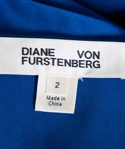 Diane Von Furstenberg Royal Blue Satin Ruffled Wrap Long Dress S For Women -Diane Von Furstenberg shop luxury women diane von furstenberg used clothes p417308 006