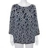 Diane Von Furstenberg Navy Blue Printed Silk Top M For Women